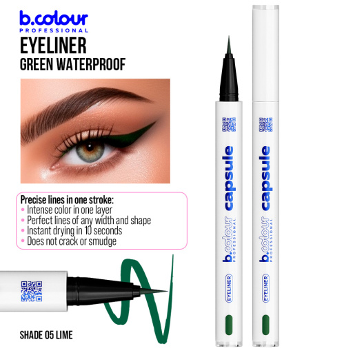 Waterproof eyeliner / 05 Lime, B.COLOUR PROFESSIONAL CAPSULE, 0,5 g