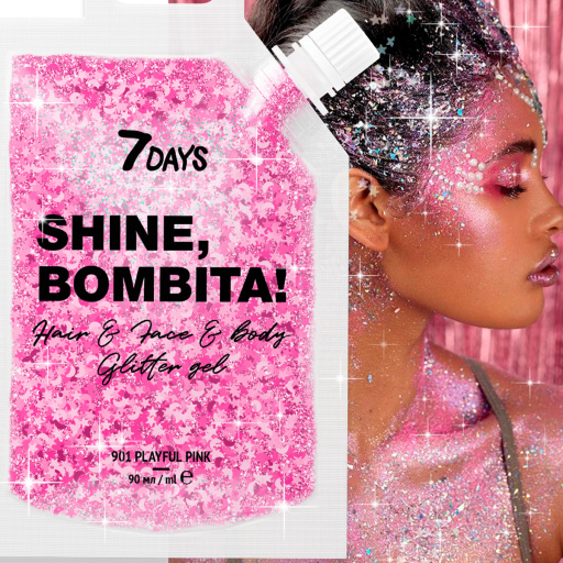 SHINE, BOMBITA! Gel-glitter for face, hair and body /901 Playful pink