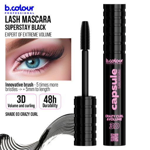 SuperStay black lash mascara / 03 Crazy curl, B.COLOUR PROFESSIONAL CAPSULE, 5,5 ml
