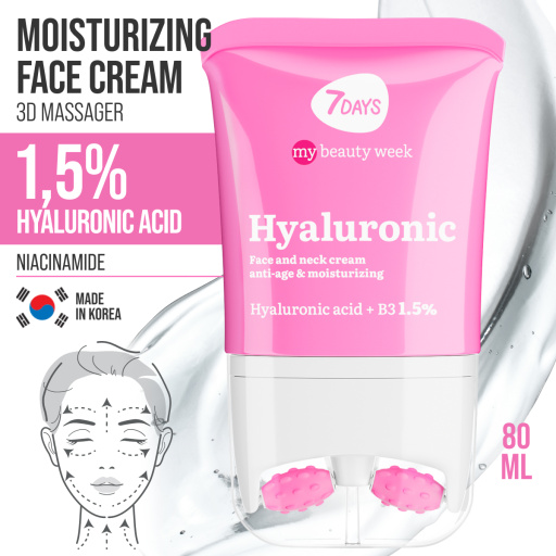 Face cream 3D massager, anti-age and moisturizing, Hyaluronic 80 ML