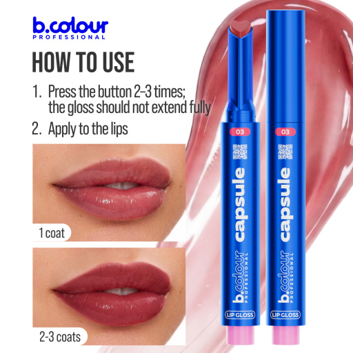 Automatic lip gloss / 03 Innovator, B.COLOUR PROFESSIONAL CAPSULE, 1,2 g