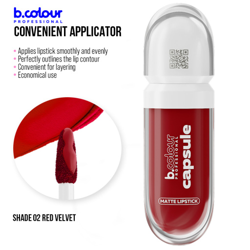 Matte liquid lipstick SuperStay / 02 Red velvet, B.COLOUR PROFESSIONAL CAPSULE, 5,5 ml