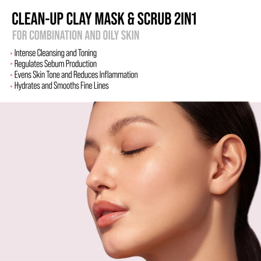 Clay face mask & scrub, cleansing and mattifying, DETOX SKIN