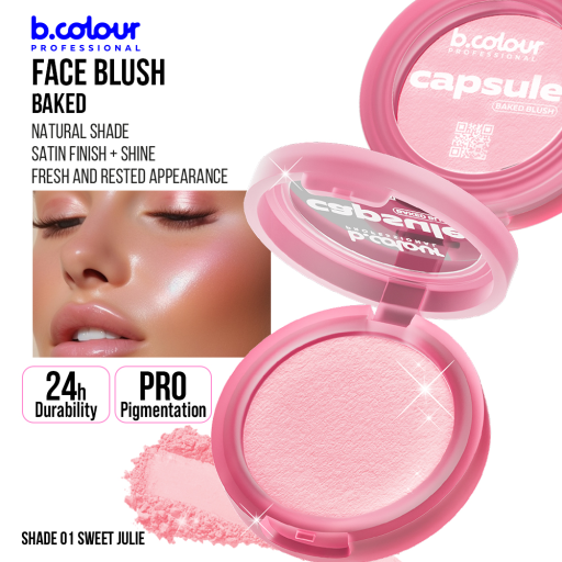 Baked face blush / 01 Sweet Julie, B.COLOUR PROFESSIONAL CAPSULE, 2,9 g