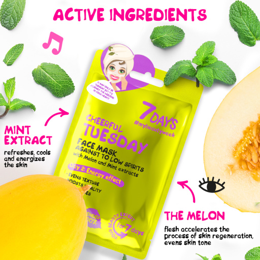Face sheet mask against low spirits Cheerful Tuesday