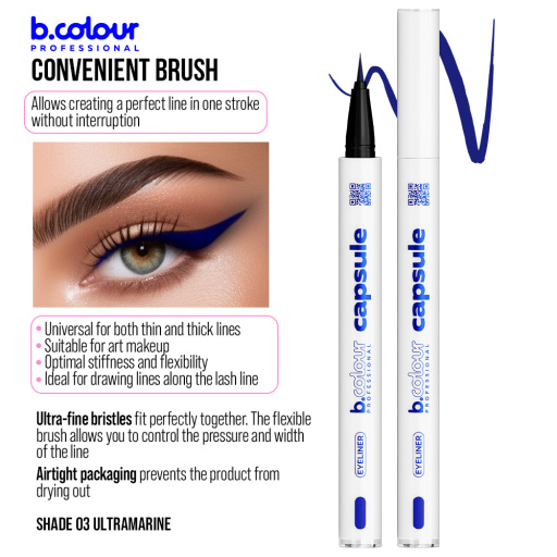 Waterproof eyeliner / 03 Ultramarine, B.COLOUR PROFESSIONAL CAPSULE, 0,5 g