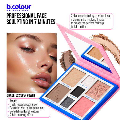 Contouring face and eyes palette / 02 Super power, B.COLOUR PROFESSIONAL CAPSULE, 4*4 g , 3*1,3 g
