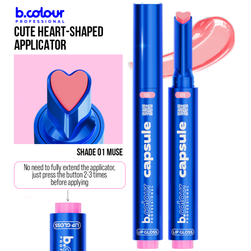 Automatic lip gloss / 01 Muse, B.COLOUR PROFESSIONAL CAPSULE, 1,2 g