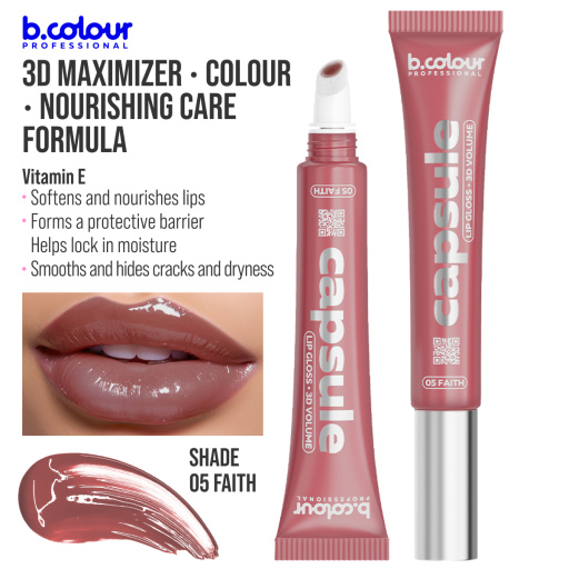 Lip gloss with 3D mirror effect / 05 Faith, B.COLOUR PROFESSIONAL CAPSULE, 12 ml