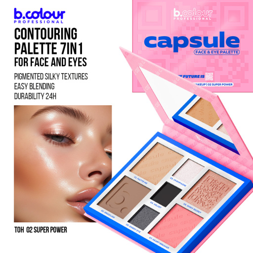Contouring face and eyes palette / 02 Super power, B.COLOUR PROFESSIONAL CAPSULE, 4*4 g , 3*1,3 g