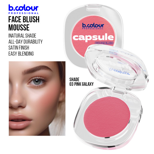 Mousse face blush / 03 Pink galaxy, B.COLOUR PROFESSIONAL CAPSULE, 3 g