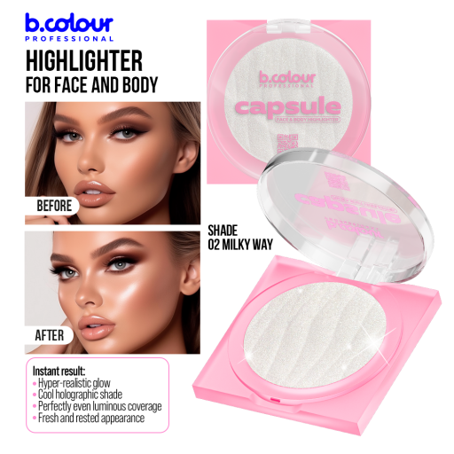 Face & body highlighter / 02 Milky way, B.COLOUR PROFESSIONAL CAPSULE, 8 g