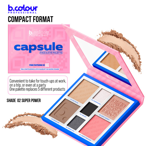 Contouring face and eyes palette / 02 Super power, B.COLOUR PROFESSIONAL CAPSULE, 4*4 g , 3*1,3 g