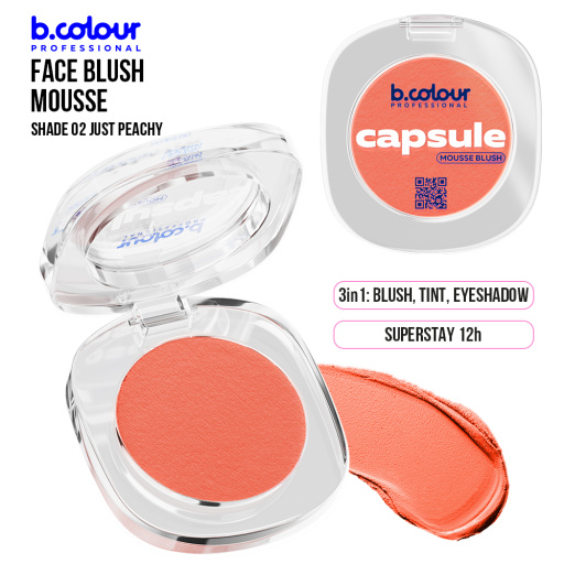 Mousse face blush / 02 Just peachy, B.COLOUR PROFESSIONAL CAPSULE, 3 g