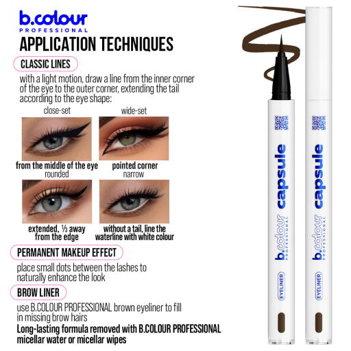 Waterproof eyeliner / 02 Brown art, B.COLOUR PROFESSIONAL CAPSULE, 0,5 g