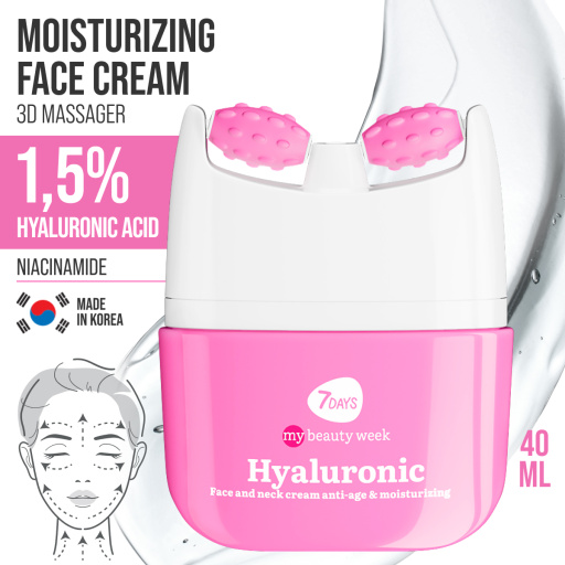 Face cream 3D massager, anti-age and moisturizing, Hyaluronic 40 ML