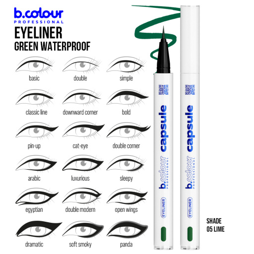 Waterproof eyeliner / 05 Lime, B.COLOUR PROFESSIONAL CAPSULE, 0,5 g