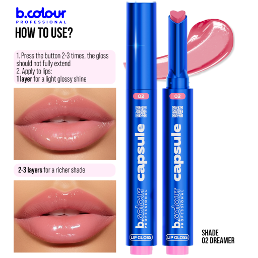 Automatic lip gloss / 02 Dreamer, B.COLOUR PROFESSIONAL CAPSULE, 1,2 g