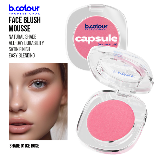 Mousse face blush / 01 Ice rose, B.COLOUR PROFESSIONAL CAPSULE, 3 g