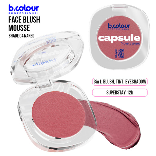 Mousse face blush / 04 Naked, B.COLOUR PROFESSIONAL CAPSULE, 3 g