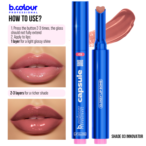 Automatic lip gloss / 03 Innovator, B.COLOUR PROFESSIONAL CAPSULE, 1,2 g