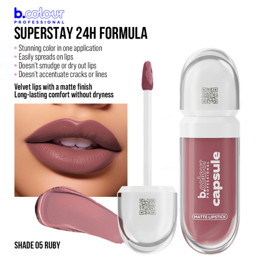 Matte liquid lipstick SuperStay / 05 Ruby, B.COLOUR PROFESSIONAL CAPSULE, 5,5 ml