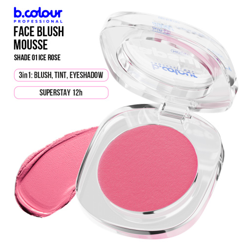 Mousse face blush / 01 Ice rose, B.COLOUR PROFESSIONAL CAPSULE, 3 g