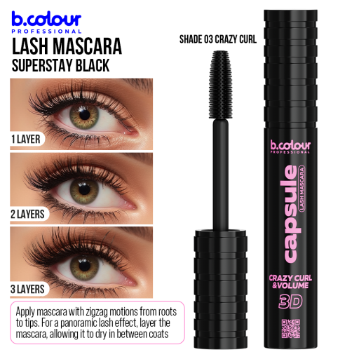 SuperStay black lash mascara / 03 Crazy curl, B.COLOUR PROFESSIONAL CAPSULE, 5,5 ml