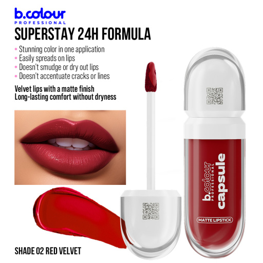 Matte liquid lipstick SuperStay / 02 Red velvet, B.COLOUR PROFESSIONAL CAPSULE, 5,5 ml