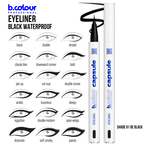 Waterproof eyeliner / 01 Be black, B.COLOUR PROFESSIONAL CAPSULE, 0,5 g