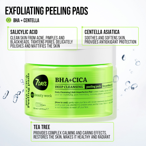  Deep cleansing peeling pads for face BHA+CICA