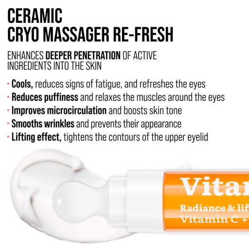 Eye cream cryo massager, radiance and lifting, Vitamin C 18 ML