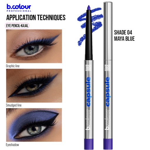 Automatic kajal eye pencil / 04 Maya blue, B.COLOUR PROFESSIONAL CAPSULE, 0,25 g