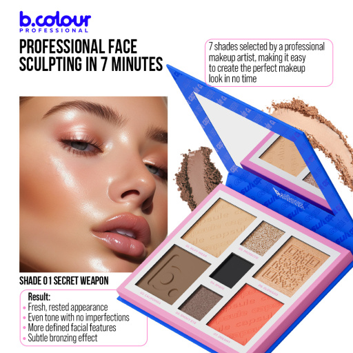 Contouring face and eyes palette / 01 Secret weapon, B.COLOUR PROFESSIONAL CAPSULE, 4*4 g , 3*1,3 g