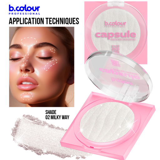 Face & body highlighter / 02 Milky way, B.COLOUR PROFESSIONAL CAPSULE, 8 g