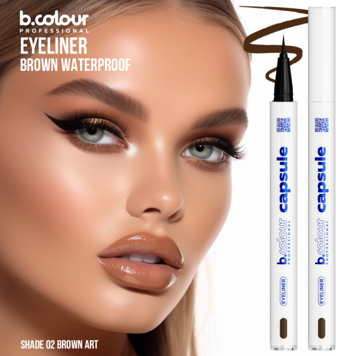 Waterproof eyeliner / 02 Brown art, B.COLOUR PROFESSIONAL CAPSULE, 0,5 g