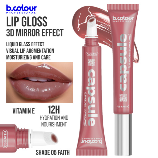 Lip gloss with 3D mirror effect / 05 Faith, B.COLOUR PROFESSIONAL CAPSULE, 12 ml