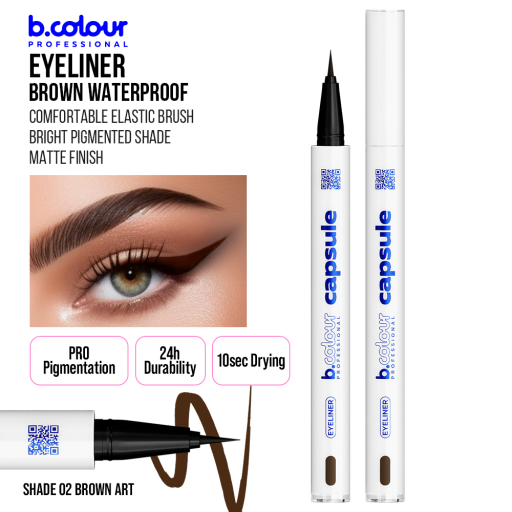 Waterproof eyeliner / 02 Brown art, B.COLOUR PROFESSIONAL CAPSULE, 0,5 g