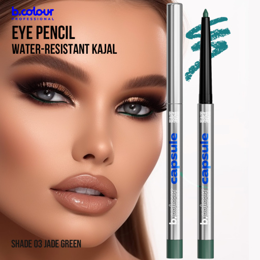 Automatic kajal eye pencil / 03 Jade green, B.COLOUR PROFESSIONAL CAPSULE, 0,25 g