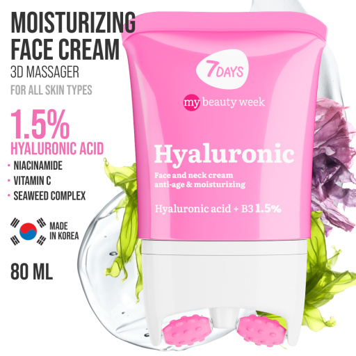 Face cream 3D massager, anti-age and moisturizing, Hyaluronic 80 ML