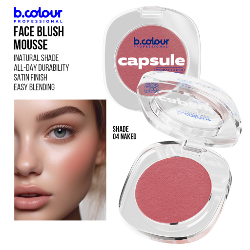 Mousse face blush / 04 Naked, B.COLOUR PROFESSIONAL CAPSULE, 3 g