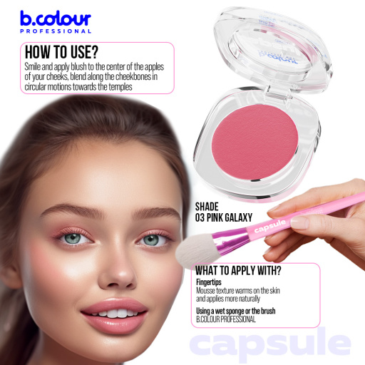 Mousse face blush / 03 Pink galaxy, B.COLOUR PROFESSIONAL CAPSULE, 3 g