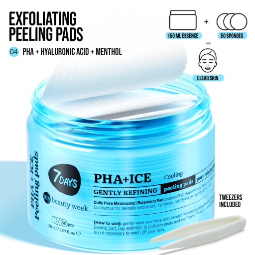 Gently refining cooling peeling pads for face PHA+ICE