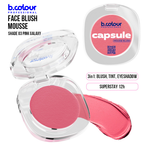 Mousse face blush / 03 Pink galaxy, B.COLOUR PROFESSIONAL CAPSULE, 3 g