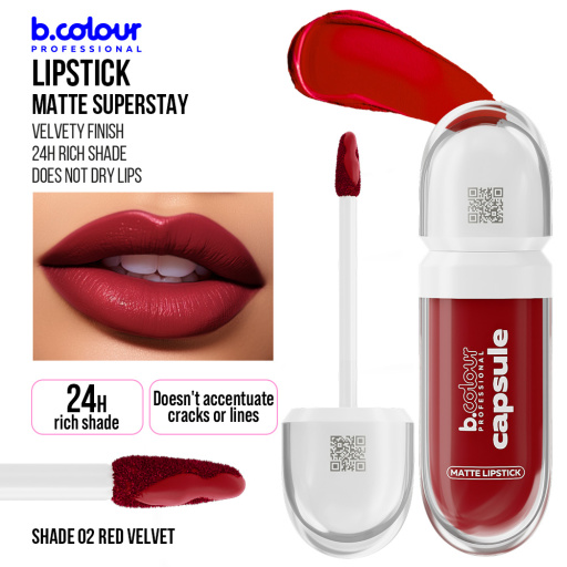 Matte liquid lipstick SuperStay / 02 Red velvet, B.COLOUR PROFESSIONAL CAPSULE, 5,5 ml
