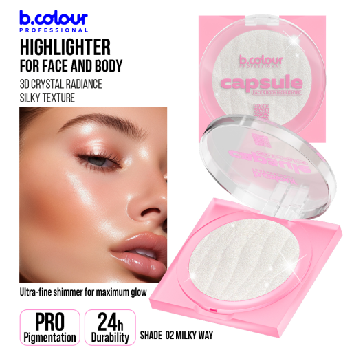 Face & body highlighter / 02 Milky way, B.COLOUR PROFESSIONAL CAPSULE, 8 g