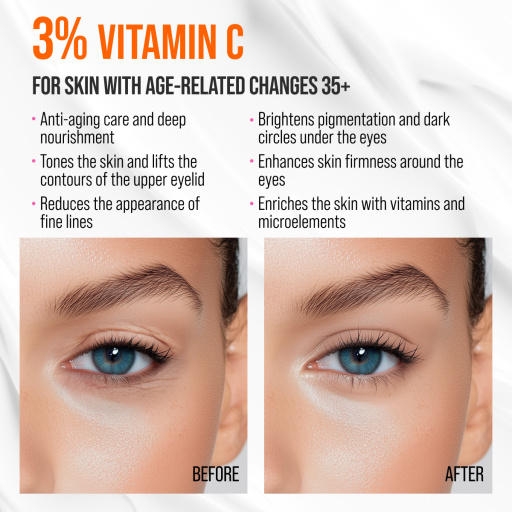 Eye cream cryo massager, radiance and lifting, Vitamin C 18 ML