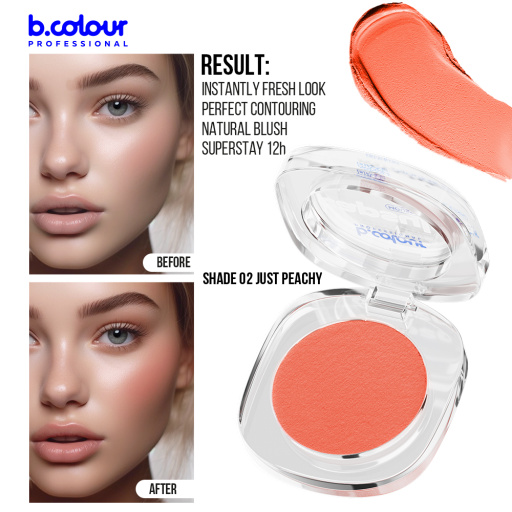 Mousse face blush / 02 Just peachy, B.COLOUR PROFESSIONAL CAPSULE, 3 g