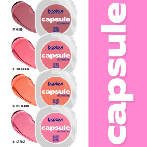 Mousse face blush / 02 Just peachy, B.COLOUR PROFESSIONAL CAPSULE, 3 g
