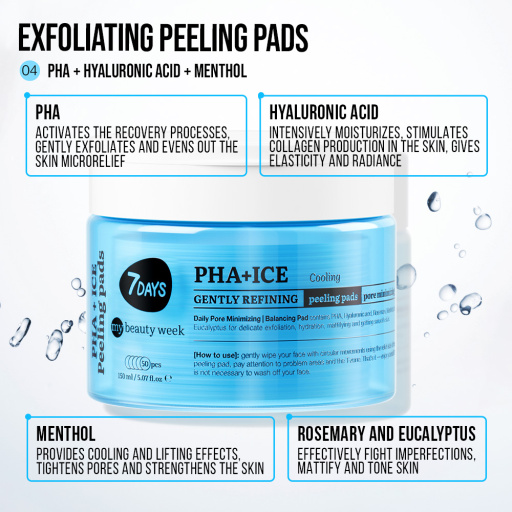 Gently refining cooling peeling pads for face PHA+ICE